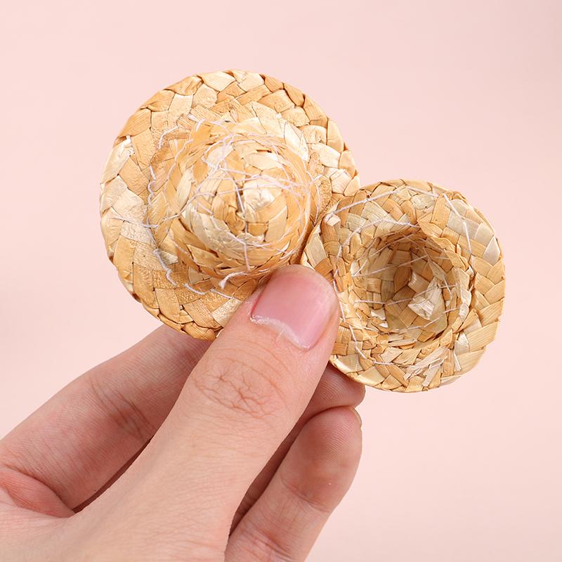 2 шт., ручная работа, маленькая соломенная шляпа, украшение для куклы, аксессуары для ювелирных изделий своими руками