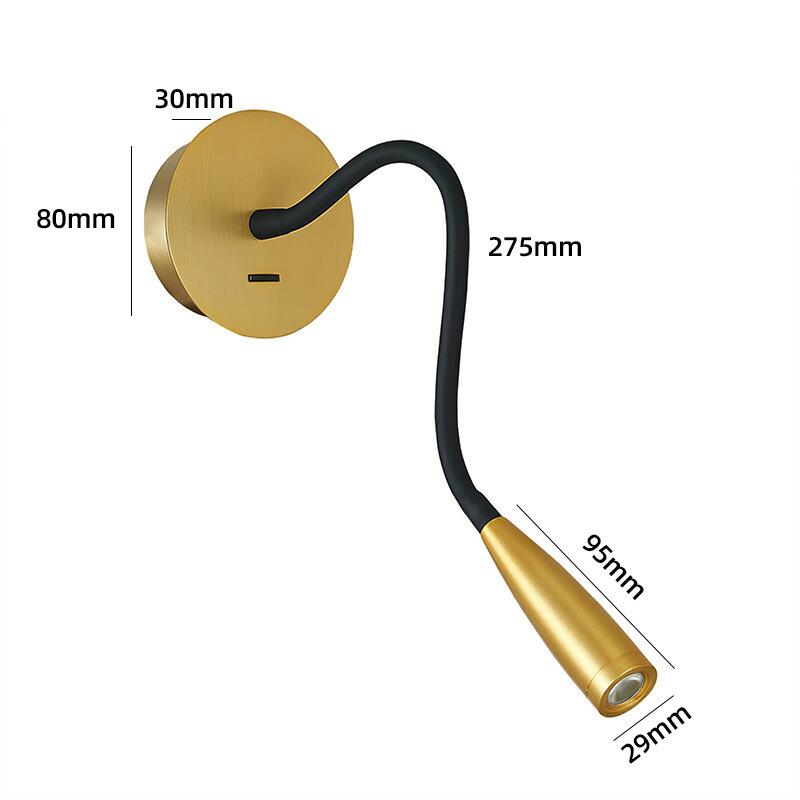Светодиодный гибкий настенный светильник для чтения на гибкой ножке, современный настенный светильник для спальни, прикроватный светильник, точечные светильники для инженерного кабинета отеля