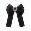 Vintage Crystal Rhinestones Jewelry Bowtie Polyester Collar Pretied Necktie Clip  Women