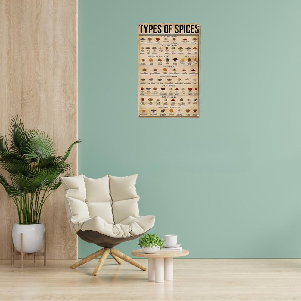 1 шт., металлическая жестяная вывеска типа «специи», винтажная жестяная металлическая вывеска, настенный декор для кухни, дома, гаража (30см*20см/11.8дюймов*7.87дюймов)