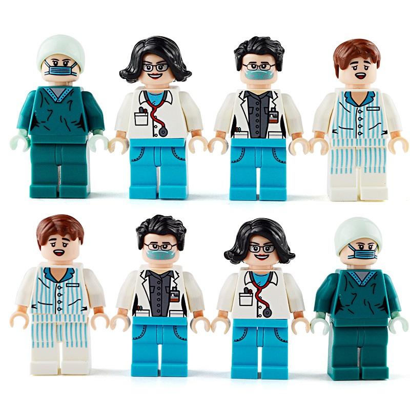 8 шт., строительные блоки для врачей и медсестер, комплект кирпичей, классические модели оружия, детские игрушки