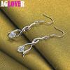 925 Sterling Silver AAA Zircon Drop Earrings Jewelry