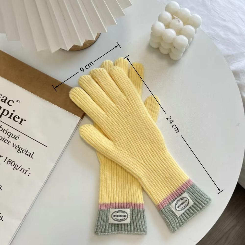 Повседневные длинные перчатки с пальцами Однотонные Зимние перчатки с сенсорным экраном Ветрозащитные Вязаные перчатки Для езды на открытом воздухе