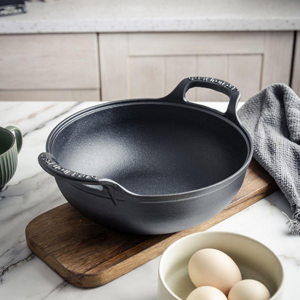 No Coating Cast Iron Pot With Wood Lid Soup Pot Cookware Stew Pot Home Use
