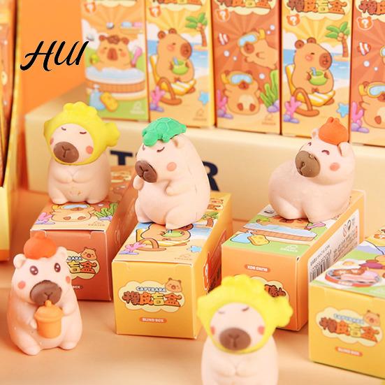 Miniature Desk Decoration 12Pcs Cute Capybara Eraser Set Kawaii 3D Animal Shaped Pencil Erasers for Surprise Toy Kids Clean Erasing Low Dust