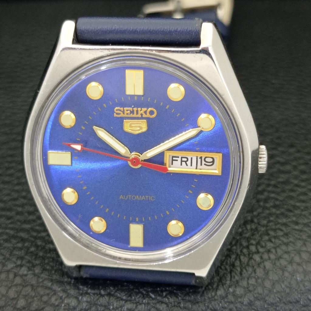 Seiko 5 АВТОМАТИЧЕСКИЕ ЯПОНИЯ 6309A МУЖСКИЕ ВИНТАЖНЫЕ СИНЕГО ЦВЕТА ЦИФЕРБЛАТ ЧАСЫ a702634-1