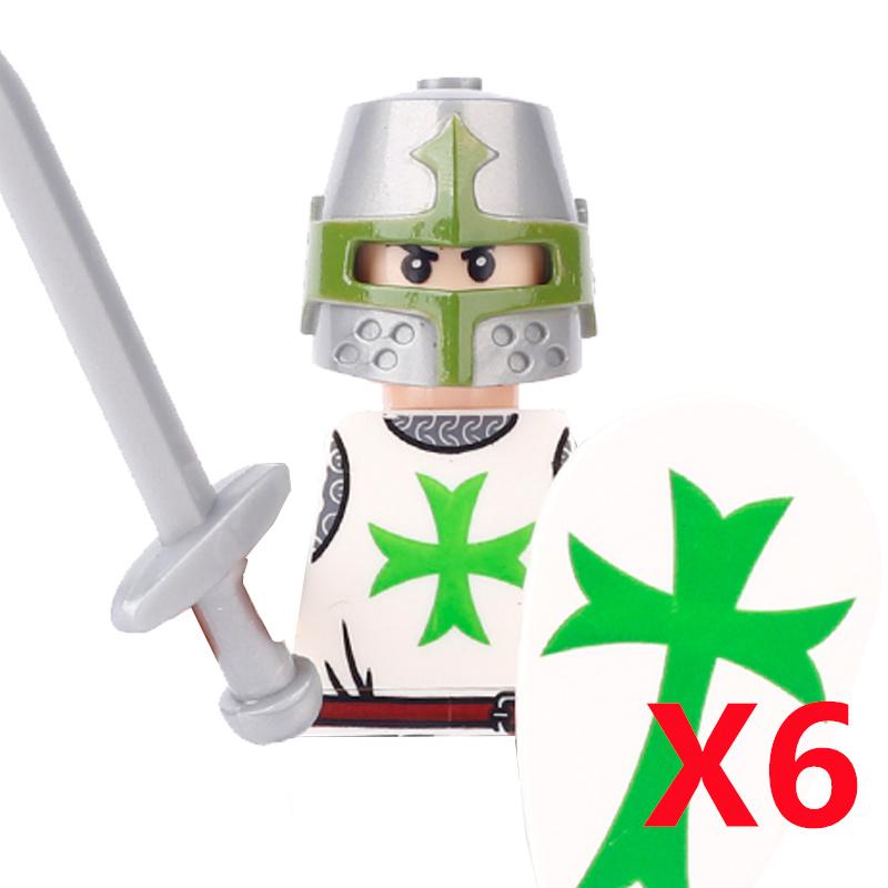 MOC Medieval Knight Castle Figures Building Blocks Weapon Wolf Swordsmen Guard Bow Arrow Shield Flags Warhorse Toys Gifts S002