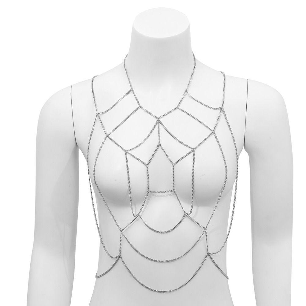 Jewelry Spider Web Body Chain Sexy Spider Web Thigh Chain Halloween Breast Chain Party Decoration