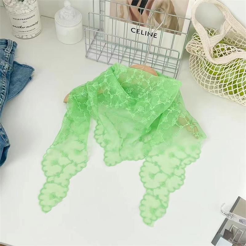 Women Lace Triangle Scarf Sweet Girls Sunscreen Scarf Spring Summer French Beach Style Hair Tie Vintage Female Lady Muslim Hijab