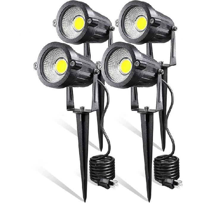 LED Landscape Lights,5W 120V AC Outdoor Pathway Garden Yard Spotlight,IP65 Waterproof Garden Flood Light,Outdoor Spotlight with Stake,UL Cord 5-ft