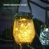 Solar Crackle Glass Mason Jar Hanging Light - Outdoor Garden Christmas Decoration