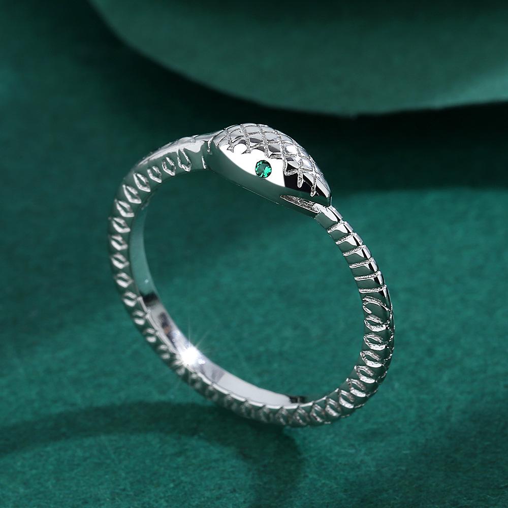 Милое кольцо-змея из стерлингового серебра 925 пробы для женщин - Модное кольцо на палец в японском стиле с дизайном змеи