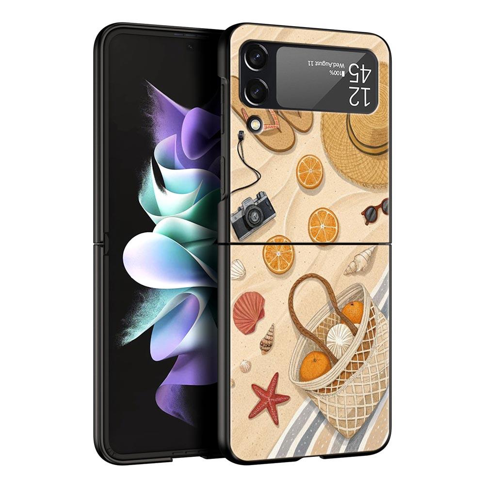 Летний пляжный жесткий ПК чехол для телефона Samsung Galaxy Z Flip 7 6 5 4 Черная крышка для Galaxy Z Flip 3 Складной корпус Fundas Capa Сумка