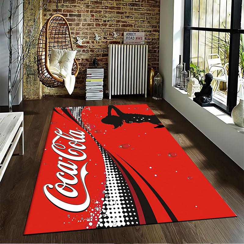 Coca-Cola Red Silhouette Carpet suitable as a non-slip mat for the living room or bedroom sofa