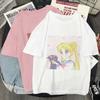 Japan Anime Kawaii Print T-Shirt Women Tee Harajuku Aesthetics White Pink Tops Tshirt 2022 New Summer Fashion Female T Shirt
