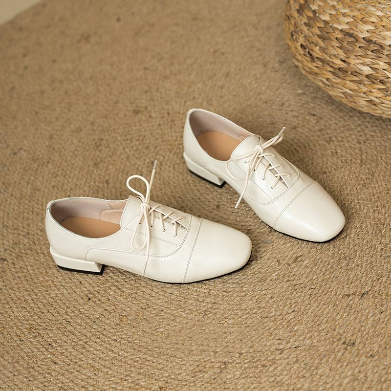 Туфли Krazing Pot из коровьей кожи с квадратным носком, размер 43, толстые низкие каблуки, модные офисные женские туфли с глубоким носком, осенние туфли-лодочки