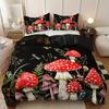 Red Mushroom Print Bedding Queen Set Soft Comfortable Duvet Cover For Bedroom Guest Room (1*Duvet Cover + 2*Pillowcase)