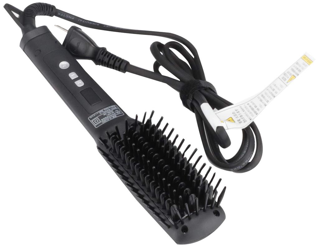 SALONIA Straight Heat International Max Ceramic Malfunction Negative Brush, Slim, Black, Compatible, 210°C, 50W, Coating, Prevention, Ion, SL-012BKS