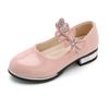 Girls Leather Shoes for Party Wedding Kids Performance Shoes with Butterfly-knot Fashion Children High Heels Rhinestone Shoes