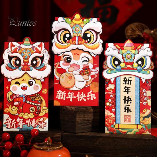 6 шт. Красные конверты с изображением змеи в виде мультяшных змей, год змеи, счастливые деньги, красные пакеты, праздничные конверты для денег, держатели для денег для свадеб в честь китайского Нового года