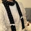 Harajuku Bow Wool Shawl Polka Dot Long Narrow Scarves Sweet Knitted Scarf  Autumn/Winter