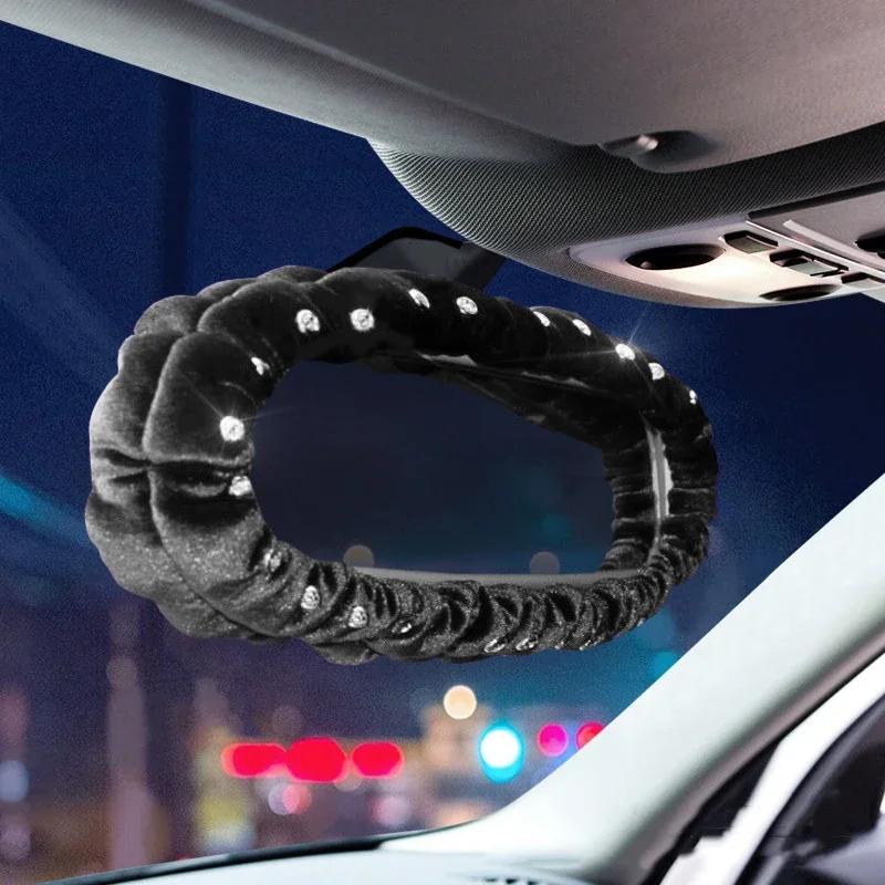 Черный бриллиант плюшевый автомобильный рычаг переключения передач ручной тормоз зеркало заднего вида подлокотник чехол наплечник декоративный комплект автомобильные аксессуары набор для женщин