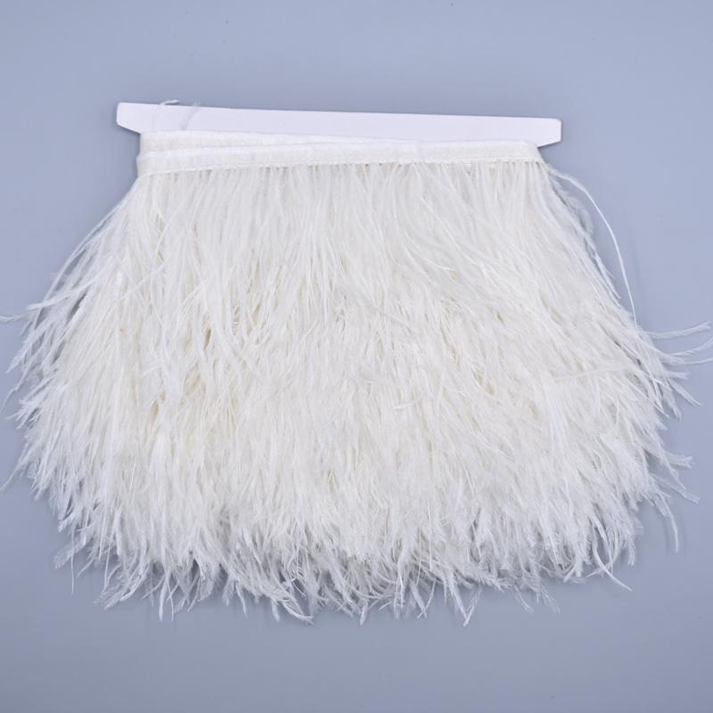10Meters Colored Ostrich Feathers On Ribbon Trim 8-10Cm Skirt Fringe On Tape Ostrich Feather Trims Sewing Trimmings Decoration