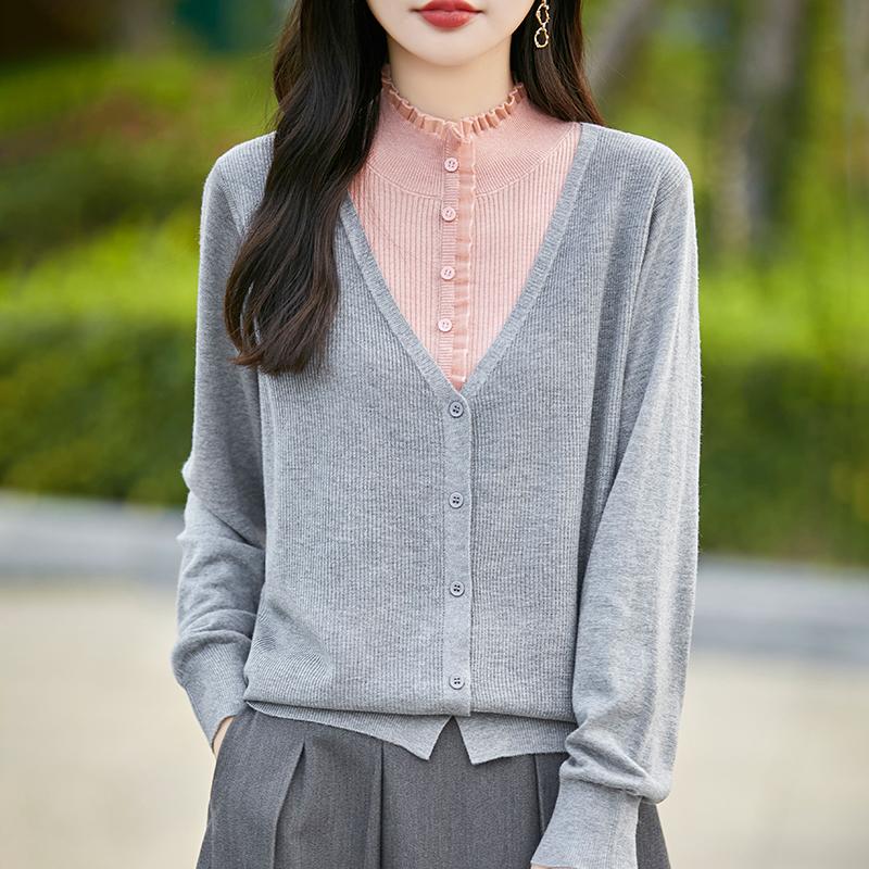 Женский кашемировый свитер Qinghe кашемир 50% шелк 50% шерсть осенне-зимний кашемировый кардиган мягкий и теплый