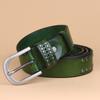 Мужской и женский ремень из 100% коровьей натуральной кожи, модный повседневный женский ремень в стиле панк с полыми заклепками для джинсов, трендовый ремень PK001