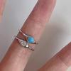 Stunning Vintage Opal Stone Open Ring Colorful Raw Gemstone Adjustable Couple Gift