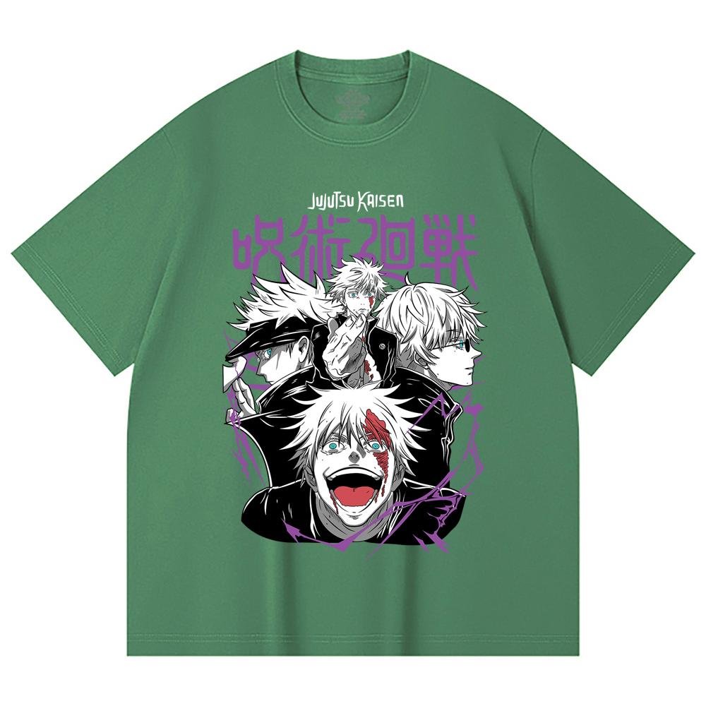 230 г/м² 100% хлопок Jujutsu Kaisen V3 Принт Годжо Унисекс Футболка из плотного хлопка