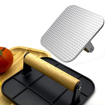 Пресс для мяса, термостойкая эргономичная деревянная ручка, пищевой чугун, круглый пресс для гамбургеров, кухонный инструмент, пресс для мяса