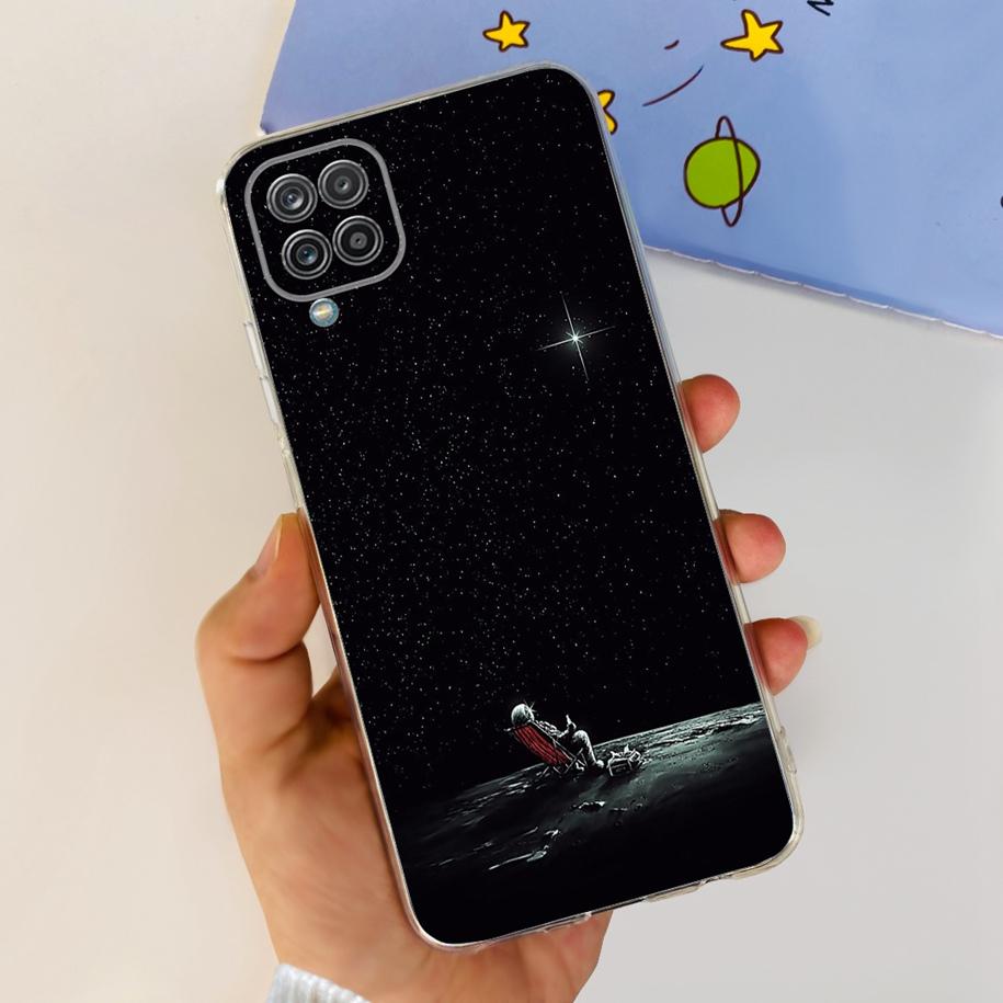 Чехол для Samsung Galaxy A12 Прозрачная накладка Модный Цветок Тонкий Мягкий ТПУ Чехол для Телефона Для Samsung A12 SM-A125F M12 F12 A 12 Capa