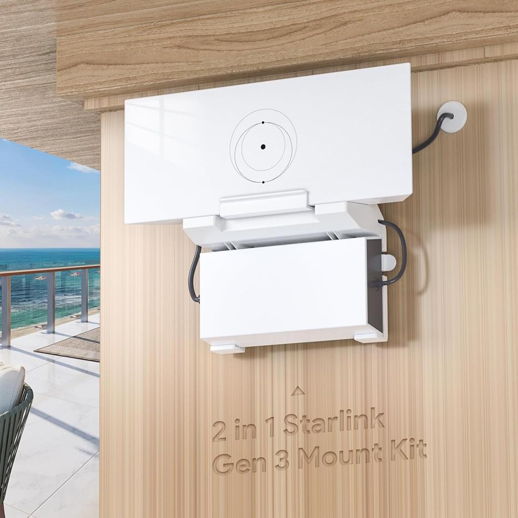 Крепление для роутера Starlink Gen 3 и держатель для блока питания StarLink V3 - 2 в 1, Космический, Экономия места, ABS, Спутниковый интернет Star Link, Целостность сигнала