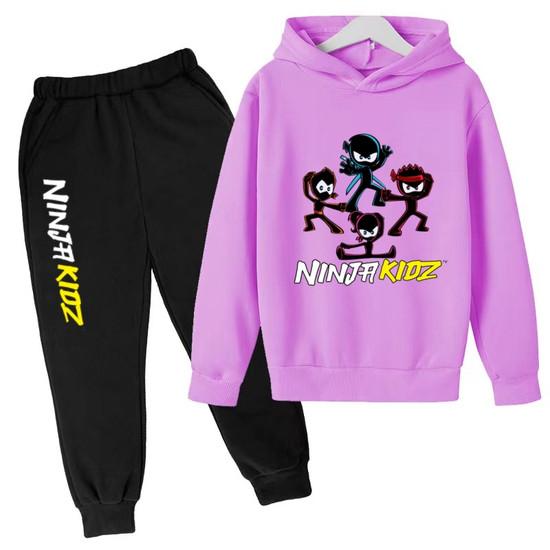 Kids Hoodie Funny Ninja Print Clothes Coat Top+Pants 2P Boy Girl Toddler 3-12 Years Casual Sunshine Pullover Sports Letters Set