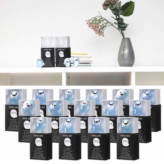 36 шт. Миниатюрные фигурки призраков Светящиеся в темноте Мини-фигурки призраков с коробкой Позитивные миниатюры призраков для Хэллоуинских сувениров для вечеринок DIY-проектов