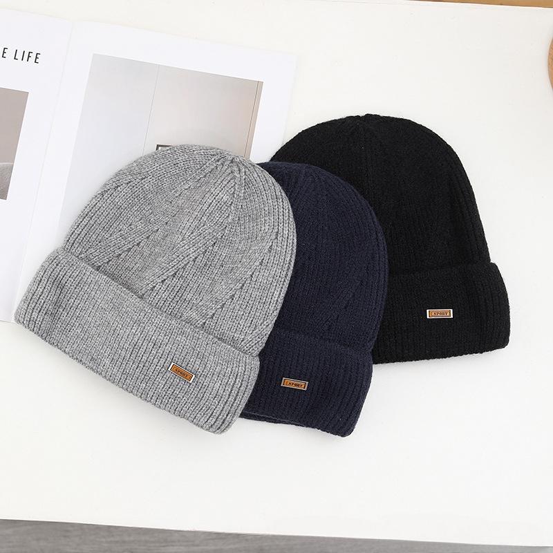 Новая корейская вязаная шапка для мужчин на осень и зиму, универсальная, теплая, с защитой ушей, утолщенная шерстяная шапка с бархатной подкладкой