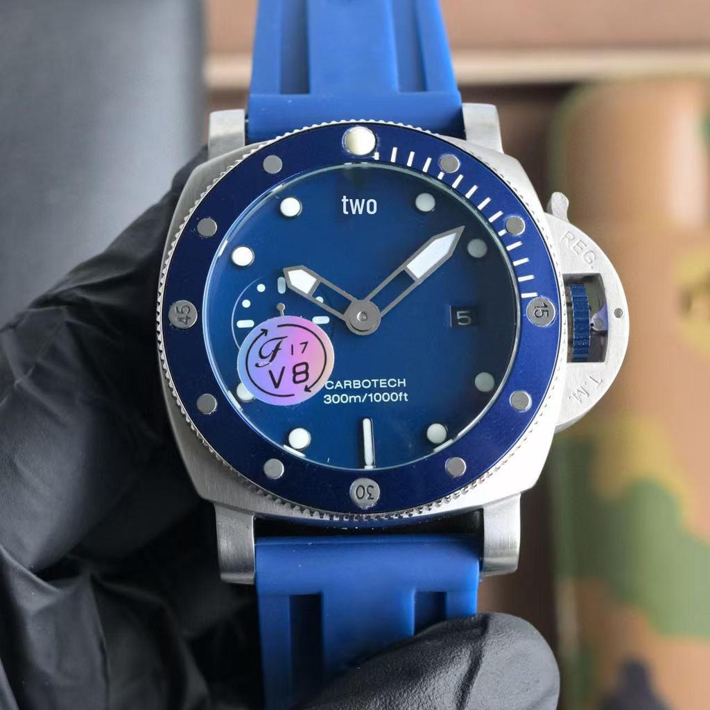 Мужские автоматические часы Panerai High Fat Da Hai 44 мм с холщовым и резиновым ремешком.