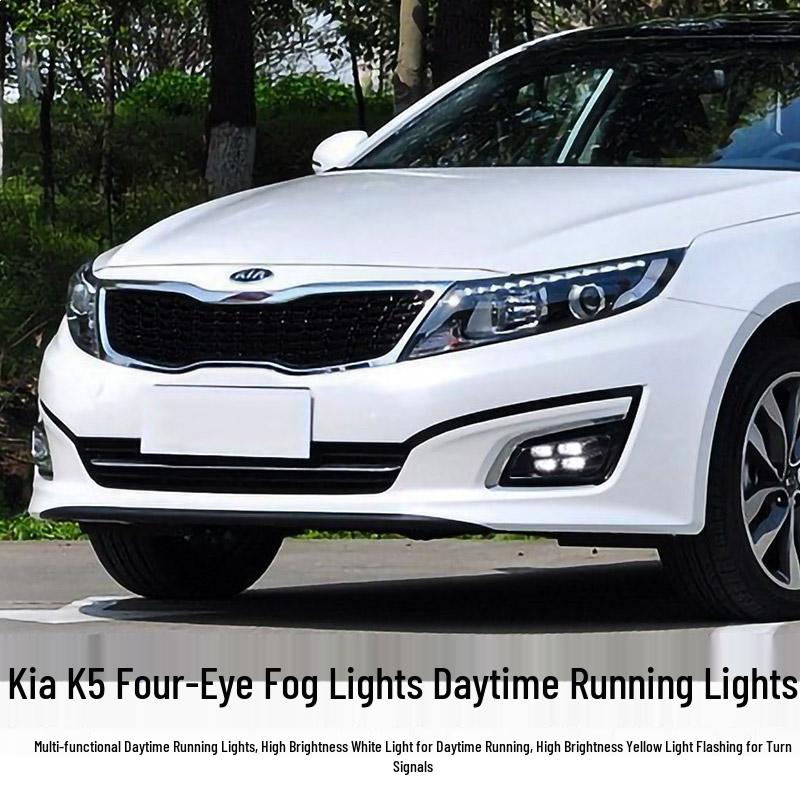 Kia K5 (2014-2015) Светодиодный четырехглазый дневной ходовой огонь и двухцветный поворотник/противотуманная фара в сборе