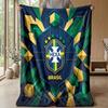 Brazil Football Printed Flannel Blanket Skin Friendly Warm Decorative Throw for Indoor Couch Bed Daily Use