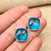 Ravishing Blue Topaz Gemstone Handmade 925 Sterling Silver Jewelry Earrings For Her