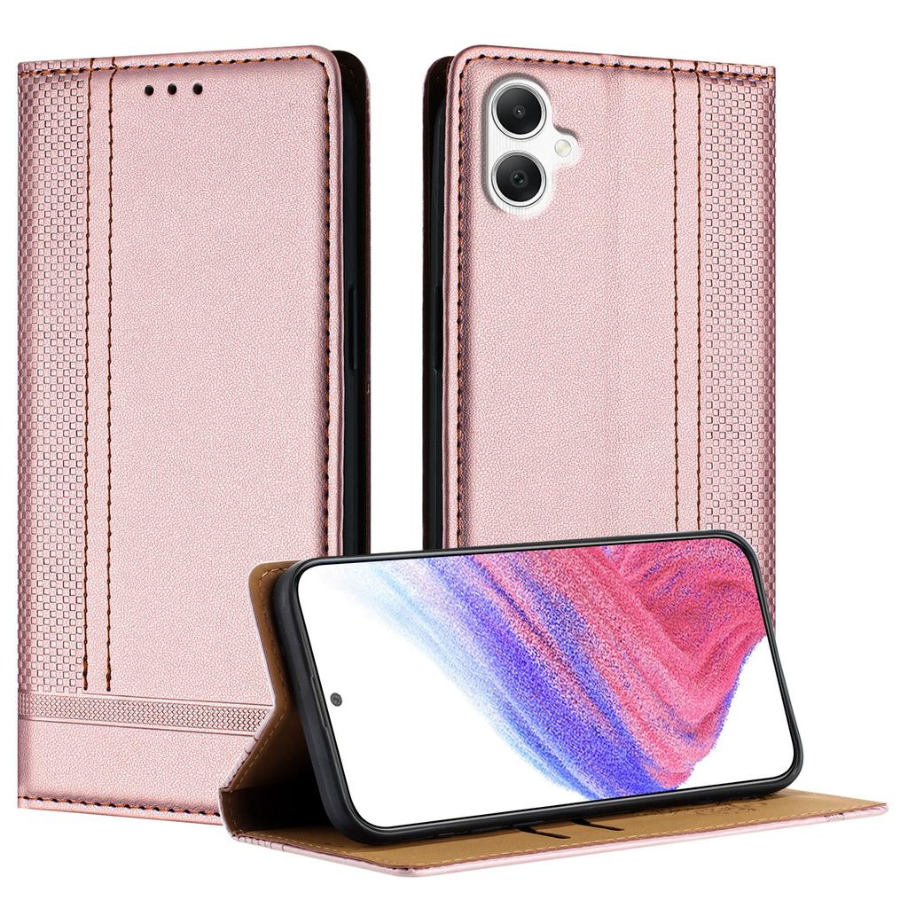 For Samsung Galaxy A06 5G/Galaxy A06 4G Case L-Shaped Grid Pattern Leather Stand Phone Cover with Card Slots