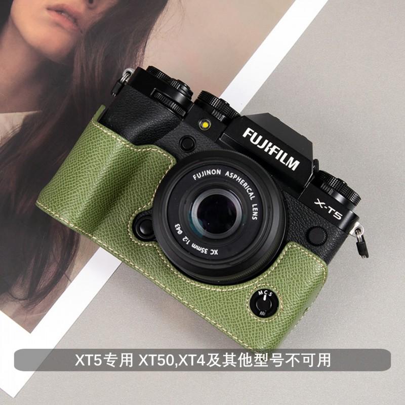 PU Leather Camera Case Fujifilm X-T5 With Handgrip Base Shockproof Sleeve In Stripe Unisex Shoulder Bag