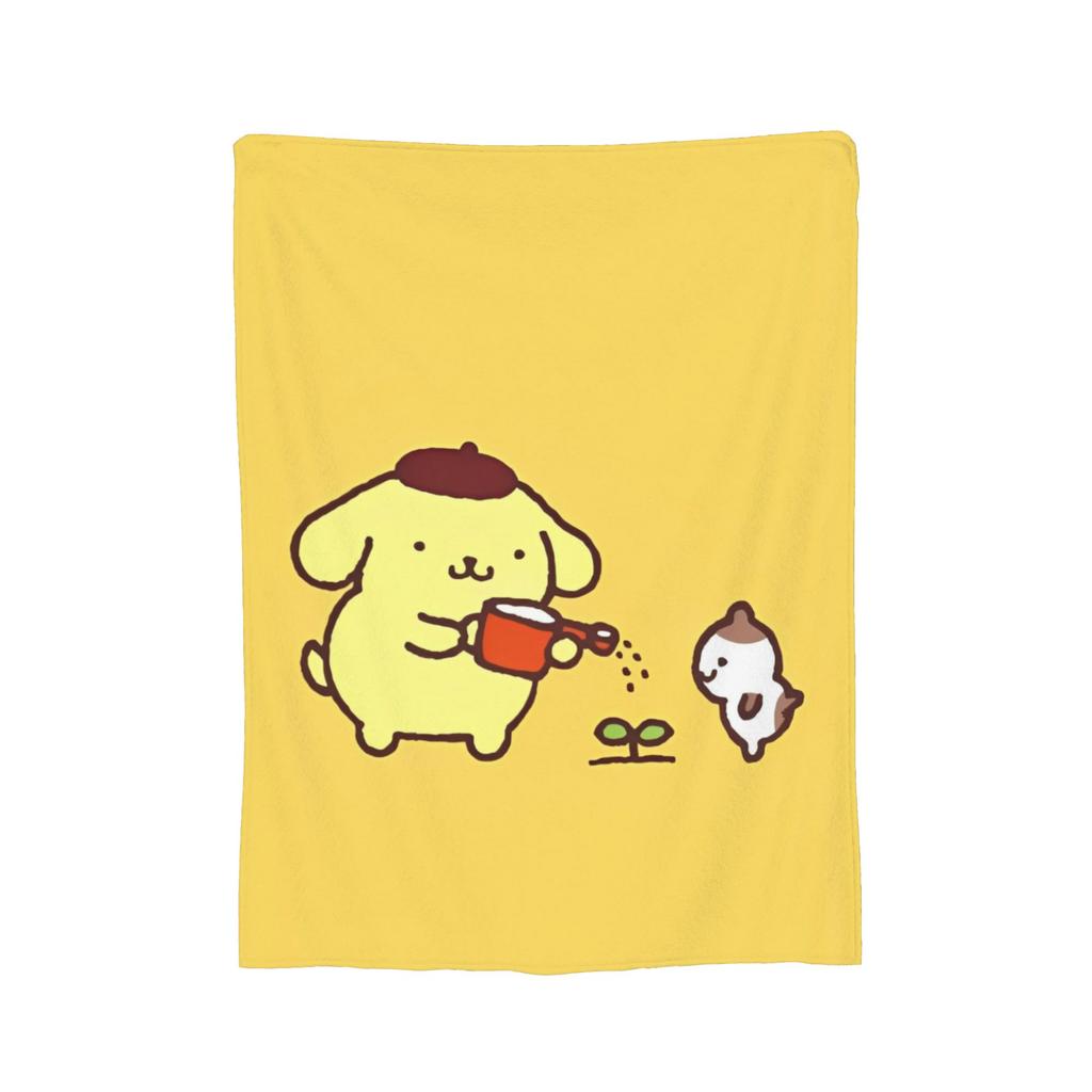 Плюшевое одеяло с помпонами Pom Pom Purin, забавное плед для дома, отеля, дивана, 150*125 см, одеяло