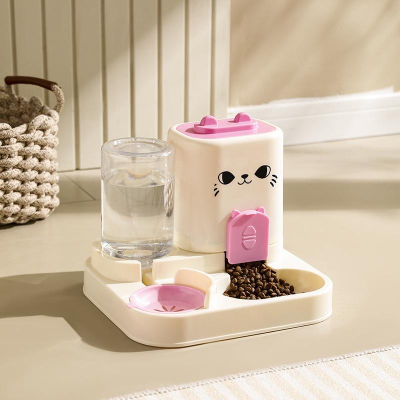 2 In 1 Automatic Pet Feeder Waterer Combo Large Capacity Auto Refill Food Water Dispenser Anti Spill Detachable Bowl for Pets
