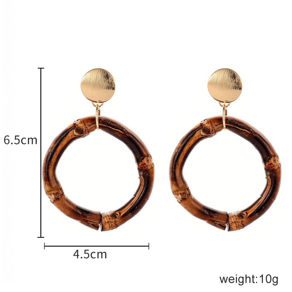 Women Fashion Bamboo Rattan All Matching Circle Earring