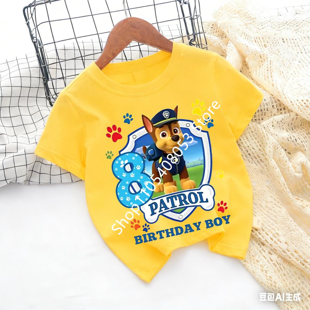 Kawaii Tshirts for Children Cartoon Number Printed Short Sleeved Shirt Boys Summer Fashion Tshirt Birthday Gifts