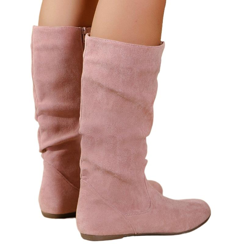 Flats Warm Cotton Shoes Women High Boots Winter Suede Snow Boots Trend Round Toe Casual Walking Western Botas Mujer Zipper