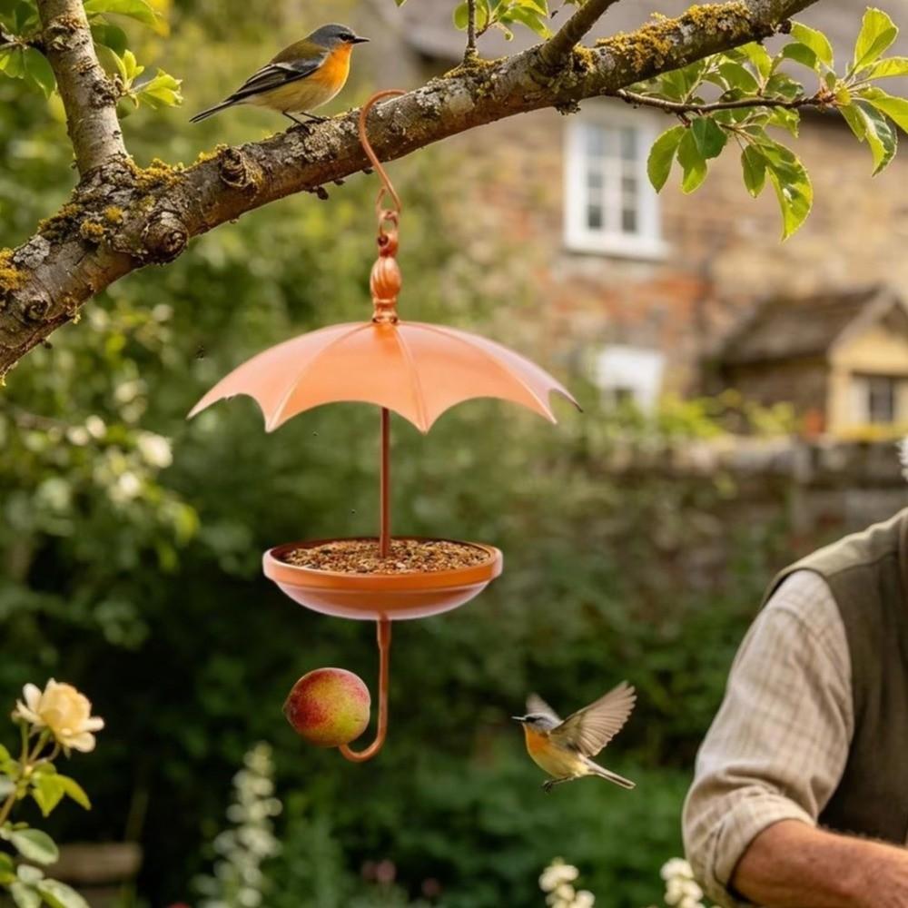 Vintage Hanging Platform Feeder Rustic Bird Feeding Station Umbrella-Shaped Bird Feeder Yard