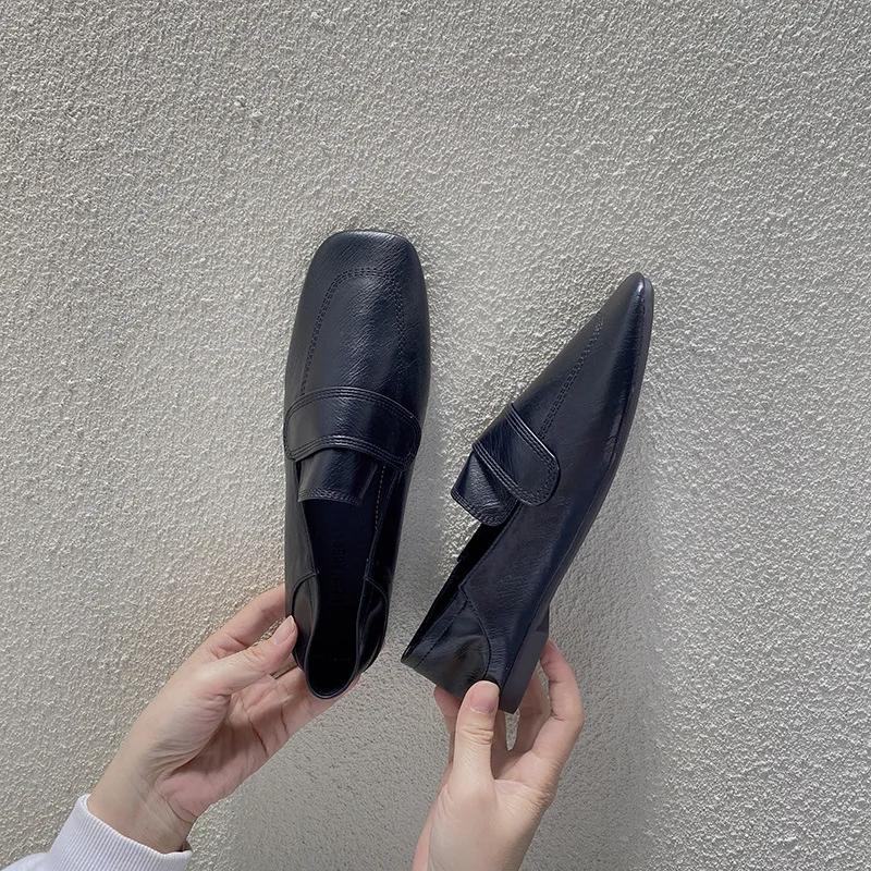 Женские ретро-лоферы в британском стиле, элегантные туфли с квадратным носком и мягким толстым каблуком, модные удобные туфли на плоской подошве для вечеринок, повседневная обувь